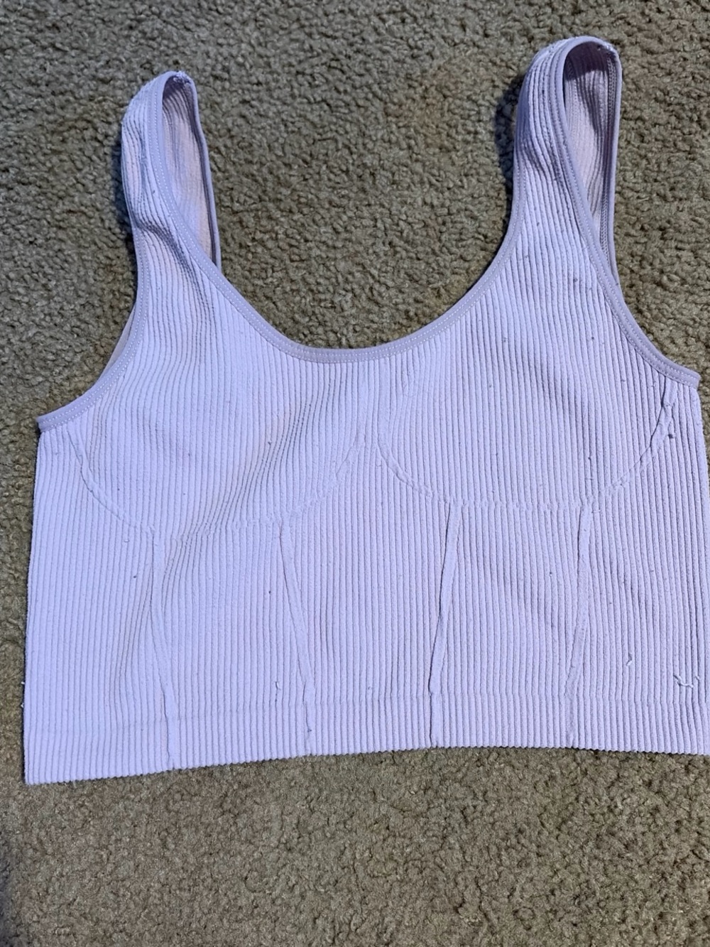 Ribbed Scoop Crop Camisole in Light Lavender